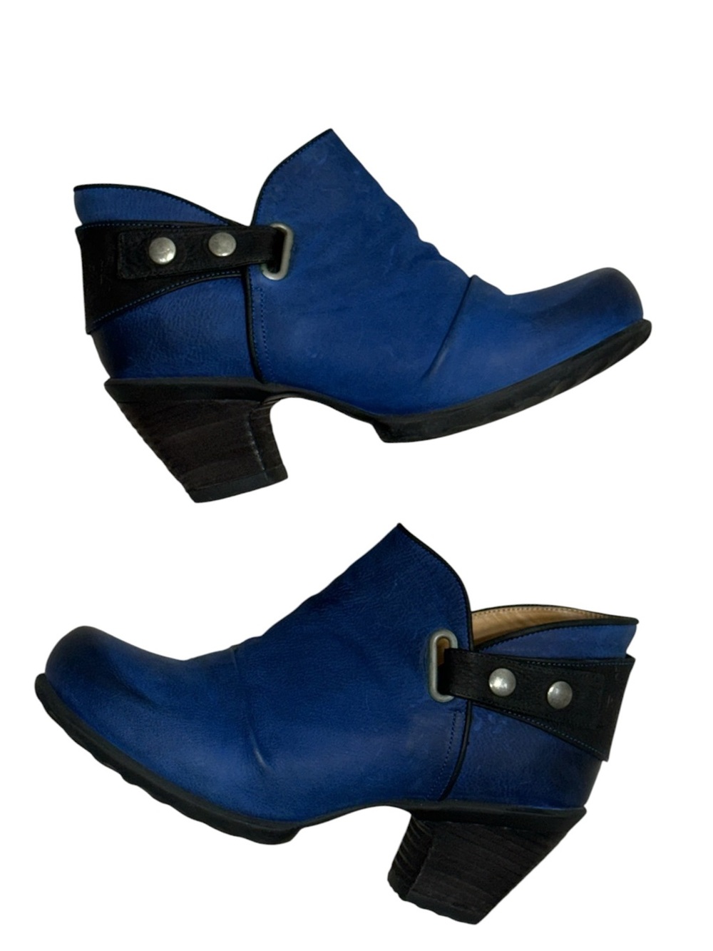 John Fluevog Hopeful Holly Blue Leather Ankle Bootie Boot Size 10 RARE